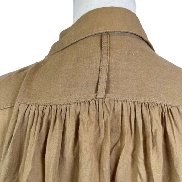 Nili Lotan Miles Blouse in Camel Tan Button Front Collar FOR REPAIR Size Medium - Picture 5 of 15